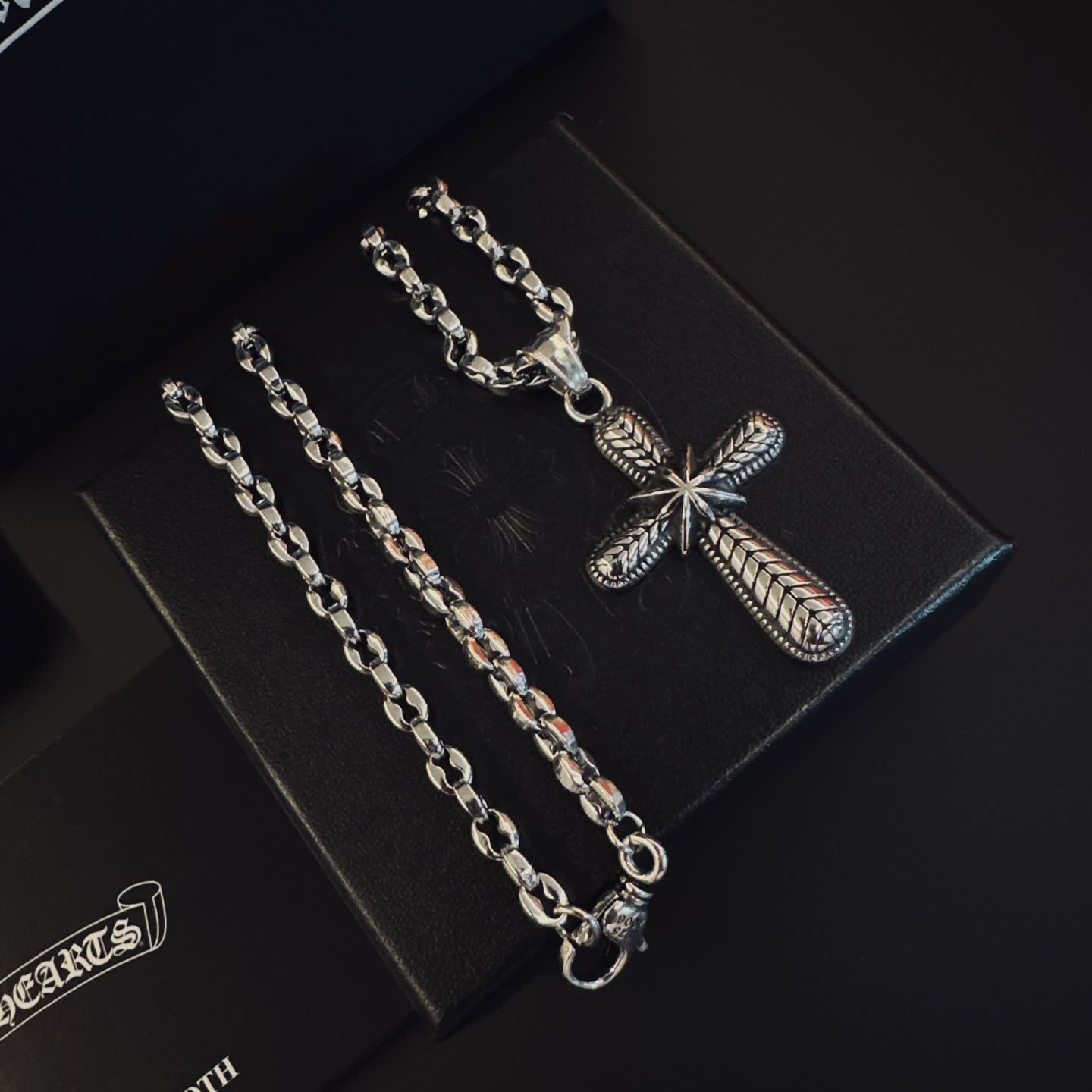 Chrome Hearts Silver Cross Pendant Necklace